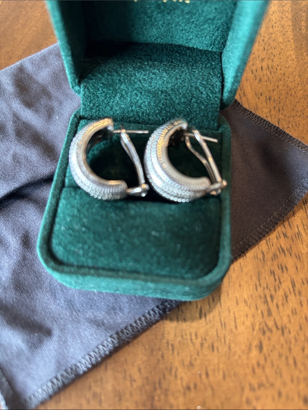 Judith Ripka Ribbed Hoop Earrings - Silver - Picture 2 of 2